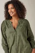 EVANS Curve Khaki Green Broderie Cotton Blouse - Size 18 Image 4