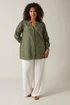 EVANS Curve Khaki Green Broderie Cotton Blouse - Size 18 Image 2