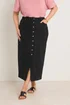 Evans Curve Black Button Through Denim Maxi Skirt - Size 26-28 Image 1