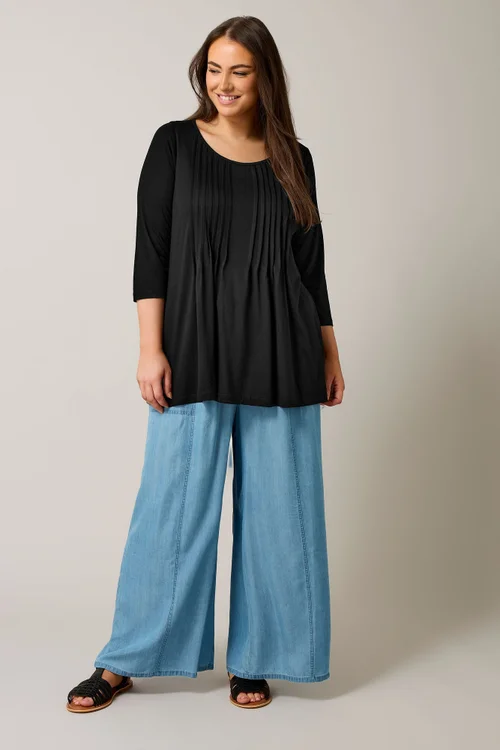 Evans Curve Black Pintuck Modal Rich Top - Size 26-28 Image 2