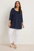 Evans Curve Navy Blue Pintuck Modal Rich Top - Size 26-28 Image 2