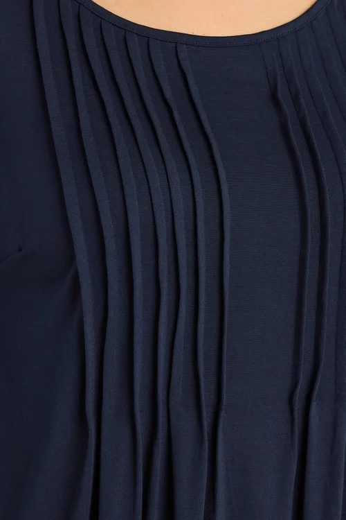 Evans Curve Navy Blue Pintuck Modal Rich Top - Size 26-28 Image 4