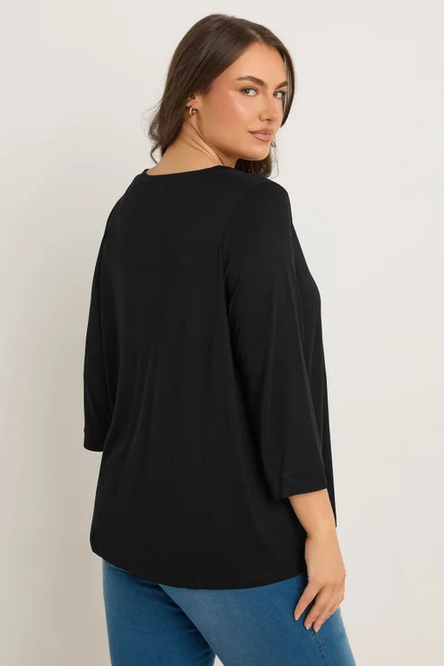 Evans Curve Black V-Neck Modal Rich Top - Size 22-24 Image 3