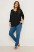Evans Curve Black V-Neck Modal Rich Top - Size 22-24 Image 2