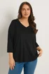 Evans Curve Black V-Neck Modal Rich Top - Size 22-24 Image 1