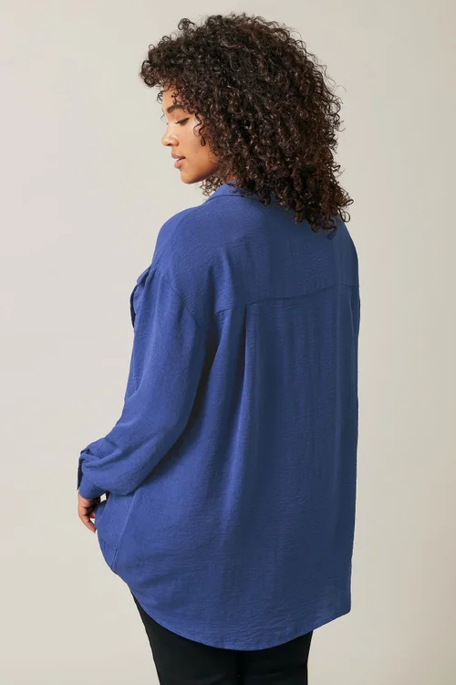 EVANS Curve Cobalt Blue Long Sleeve Utility Shirt - Size 22-24 Image 3