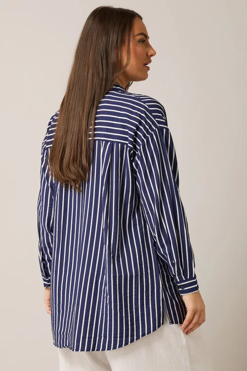 EVANS Curve Blue & White Stripe Girlfriend Shirt - Size 18 Image 4