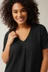Evans Curve Black Plisse Pleat Front Top - Size 20 Image 4