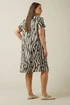 Evans Curve Natural Brown Abstract Print Premium Linen Dress - 20 Image 4