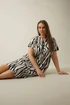 Evans Curve Natural Brown Abstract Print Premium Linen Dress - 20 Image 2