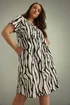 Evans Curve Natural Brown Abstract Print Premium Linen Dress - 20 Image 1