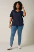 Evans 2 Pack Curve Navy Blue & White V-Neck Modal Rich T-Shirts - Size 26-28 Image 3