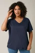 Evans 2 Pack Curve Navy Blue & White V-Neck Modal Rich T-Shirts - Size 26-28 Image 2