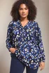 EVANS Curve Blue Animal Print Jersey Crepe Blouse - Size 26-28 Image 1