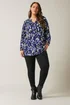 EVANS Curve Blue Animal Print Jersey Crepe Blouse - Size 26-28 Image 3