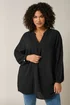 EVANS Curve Black Notch Neck Long Sleeve Blouse - Size 20 Image 1