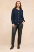 Evans Curve Navy Blue Button Through Knitted Cardigan - Size 22-24 Image 2