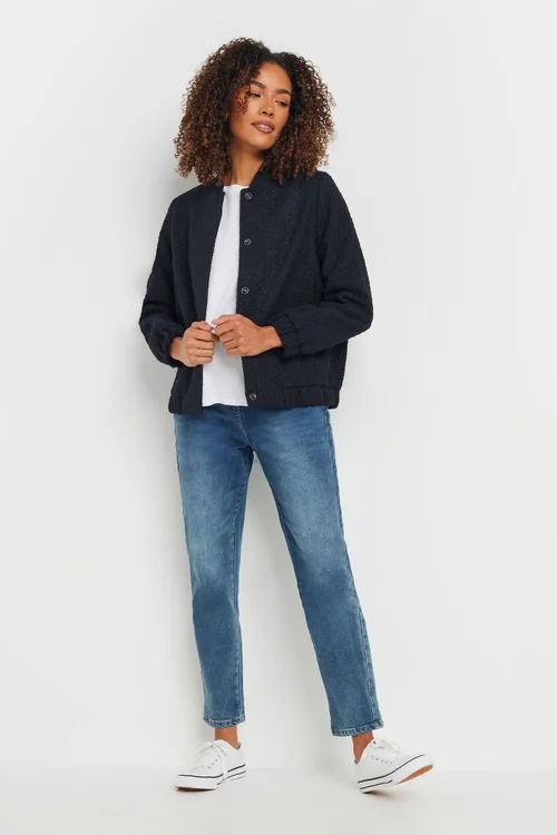 M&Co Navy Blue Boucle Bomber Jacket - 16 Image 2