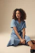 M&Co Blue Collarless Button Through Shirt Dress - 12 Image 5