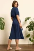 M&Co Navy Blue Linen Shirt Dress - 10 Image 3