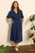 M&Co Navy Blue Linen Shirt Dress - 10 Image 2