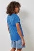 M&Co Cobalt Blue Cotton Short Sleeve Henley Top - Size 10 Image 3