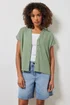 M&Co Sage Green Button Through Linen Blouse - Size 18 Image 4
