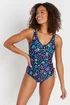 M&Co Navy Blue Ocean Spot Print Wrap Swimsuit - Size 24 Image 2