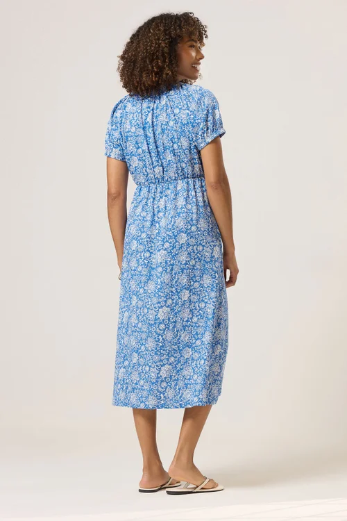M&Co Blue Floral Print Midi Dress - 18 Image 4