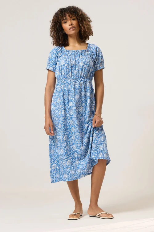 M&Co Blue Floral Print Midi Dress - 18 Image 2