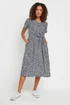M&Co Navy Blue Spot Print Belted Midi Dress - 10 Image 3