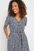 M&Co Navy Blue Spot Print Belted Midi Dress - 10 Image 5