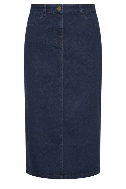 M&Co Petite Indigo Blue Midi Denim Skirt - Size 16 Image 2
