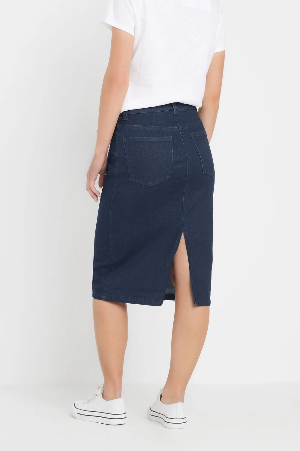 M&Co Petite Indigo Blue Midi Denim Skirt - Size 16 Image 4