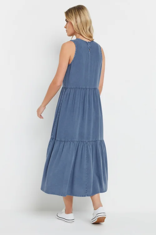 M&Co Petite Blue Acid Wash Tiered Dress - 8 Image 3