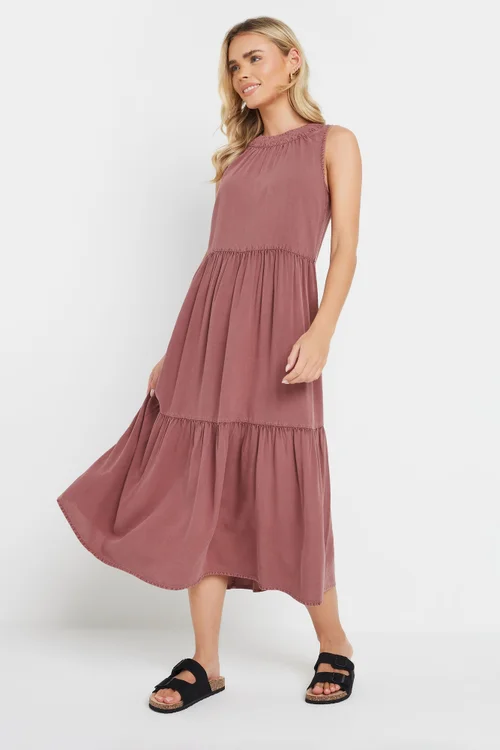 M&Co Petite Pink Acid Wash Tiered Dress - 8 Image 1