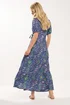 M&Co Petite Navy Blue Ditsy Floral Wrap Maxi Dress - 16 Image 3
