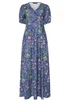 M&Co Petite Navy Blue Ditsy Floral Wrap Maxi Dress - 16 Image 5