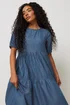 M&Co Petite Blue Denim Tiered Dress - 10 Image 5