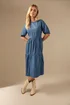 M&Co Petite Blue Denim Tiered Dress - 10 Image 2