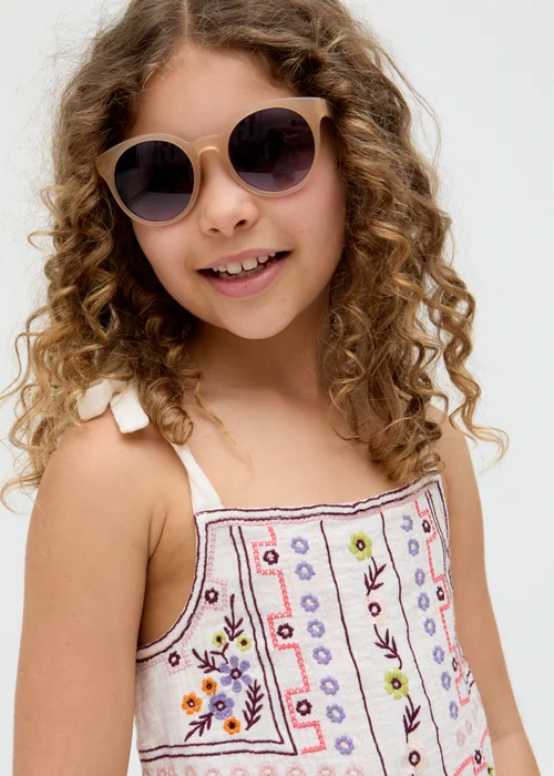 Raffya Kids White Sailor Necktie All Over Embroidered Playsuit (3-9 Years) - Age 7 Years Image 3