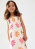Raffya Kids Ecru Flora Gathered Hand Drawn Floral Print Dress (3-9 Years) - 7 Yrs Image 3