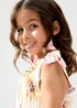 Raffya Kids Ecru Flora Gathered Hand Drawn Floral Print Dress (3-9 Years) - 7 Yrs Image 5