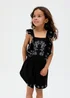 Raffya Kids Black Philo Ruffle Neck Embroidered Playsuit (3-9 Years) - Age 5 Years Image 3