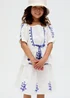 Raffya Kids White Ally Paneled Waist Embroidered Skirt (3-9 Years) - Age 7 Years Image 3