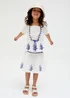 Raffya Kids White Ally Paneled Waist Embroidered Skirt (3-9 Years) - Age 7 Years Image 1