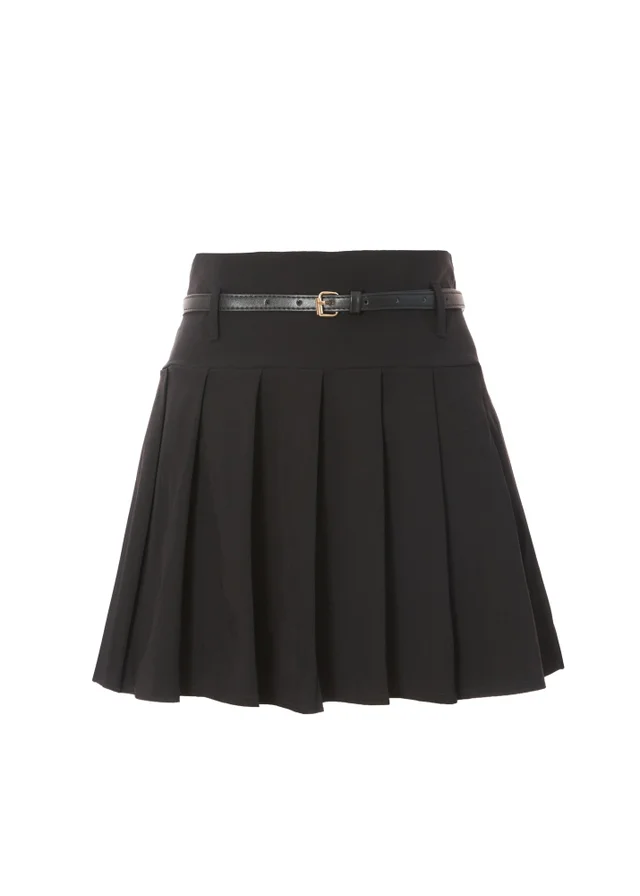 Quiz Black Pleated Mini Skirt