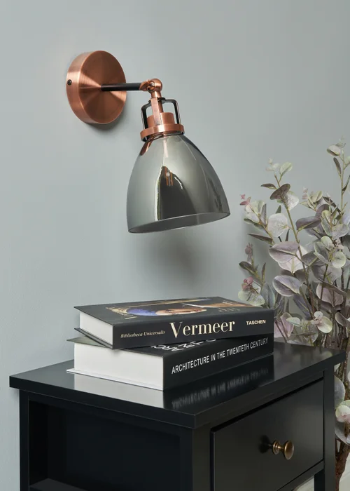 INLIGHT DECLYN Glass Wall 1 Light Copper & Smoke (25cm x 15cm) - One Size Image 2