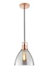 INLIGHT DECLYN Glass 1 Light Pendant Copper & Smoke (40-130cm x 20cm) - ONZ Image 4