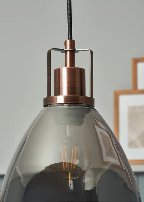 INLIGHT DECLYN Glass 1 Light Pendant Copper & Smoke (40-130cm x 20cm) - ONZ Image 3